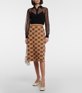 Jupe midi GG en jacquard de laine | Gucci