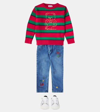 Jersey Teddy Bear de algodón y lana a rayas | Moschino Kids