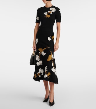 Gonna midi in maglia jacquard floreale | Erdem