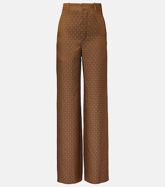 High-rise jacquard wide-leg pants | Saint Laurent