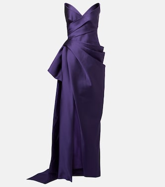 Vestido de fiesta de mikado drapeado | Monique Lhuillier