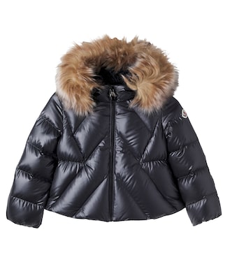 Faux fur-trimmed down jacket | Moncler Enfant