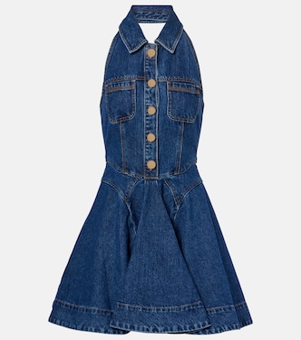 Vestido midi de denim | Self-Portrait