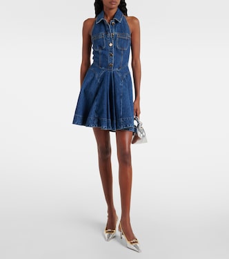 Flared denim midi dress | Self-Portrait