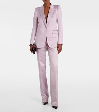 Cotton and silk duchesse straight pants | Tom Ford