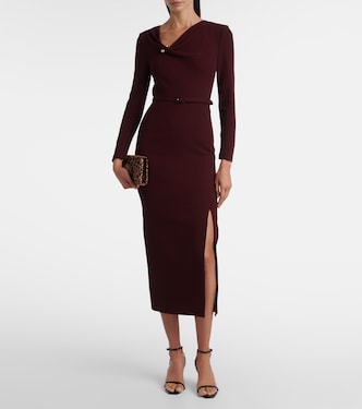 Draped belted wool crêpe midi dress | Roland Mouret