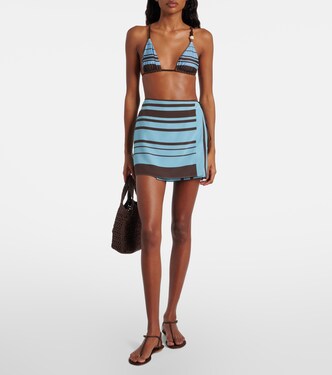 Rioja striped silk crêpe wrap skirt | SIR