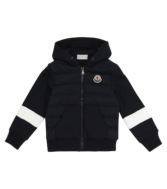 Cotton and quilted down hoodie | Moncler Enfant