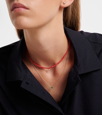 Bamboo coral and 14kt gold charm necklace | Sydney Evan
