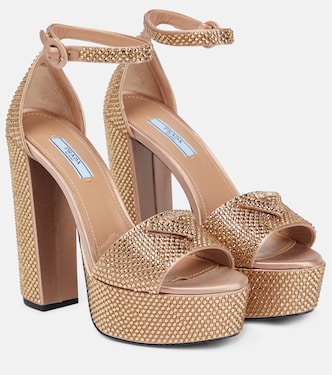 Embellished satin platform sandals | Prada