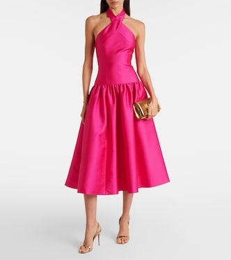 Halterneck taffeta midi dress | Roland Mouret