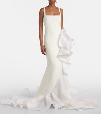Bridal - Abito lungo Yana in crêpe e raso | Safiyaa