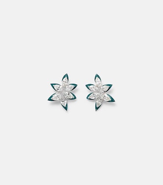 Orecchini asimmetrici in oro bianco 18kt con smalto e diamanti | Kamyen