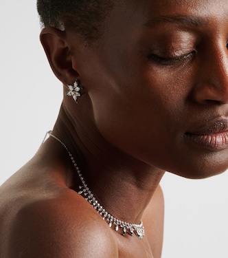 Orecchini asimmetrici in oro bianco 18kt con smalto e diamanti | Kamyen