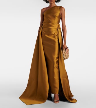 Abito lungo monospalla Charo in twill | Solace London