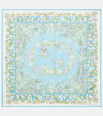 Pañuelo GG de sarga de seda floral | Gucci