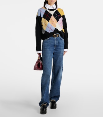 Harlequin argyle wool-blend sweater | Ganni