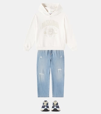 Sweat-shirt à capuche DG brodé en coton | Dolce&Gabbana Kids