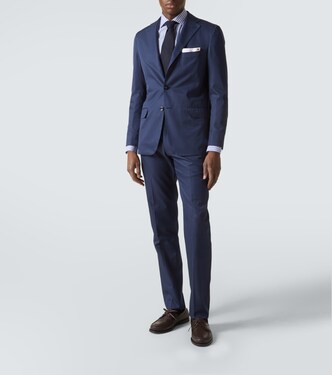 Traje de botonadura sencilla de algodón | Kiton