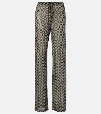 Embellished printed sheer jersey pants | Dries Van Noten