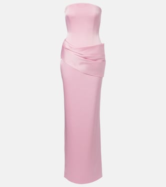 Draped satin crêpe bustier gown | Alex Perry