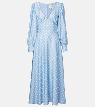 Tilly polka-dot satin midi dress | Posse