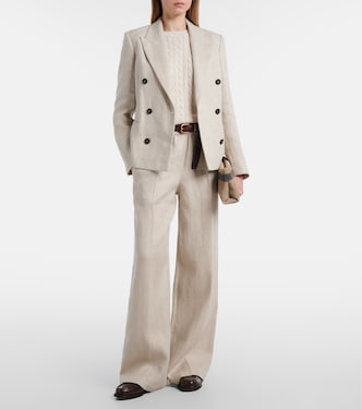 Pantalones anchos de lino y algodón | Brunello Cucinelli