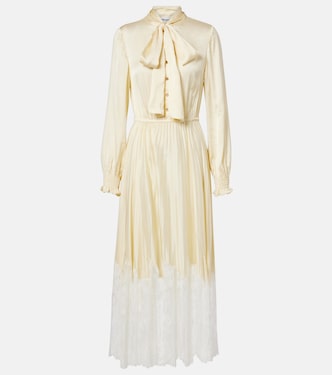 Robe midi en satin et dentelle | Self-Portrait