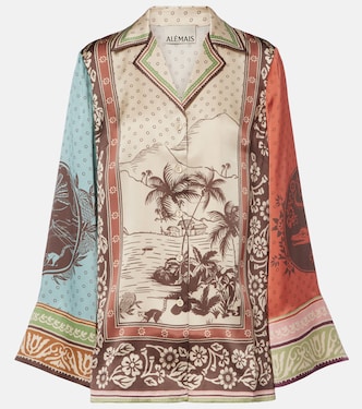 Alberta printed silk satin shirt | Alémais
