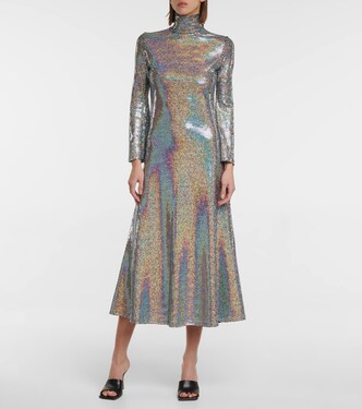 Amaliya iridescent mockneck midi dress | Dodo Bar Or