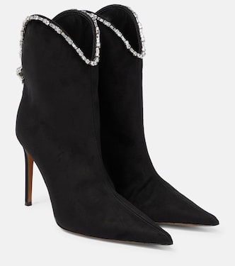 Crystal-trimmed suede ankle boots | Alexandre Vauthier