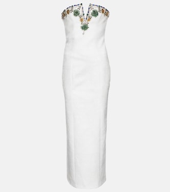 EMILIA WICKSTEAD ワンピース Merope strapless floral 792371 Merope strapless floral gown in green - Emilia Wickstead