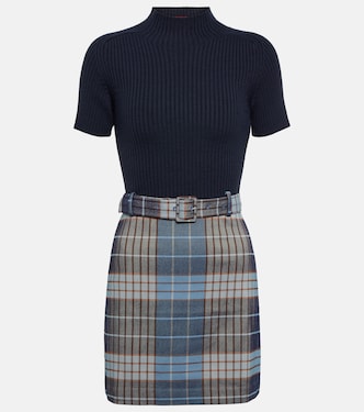 Patsy ribbed-knit checked minidress | Staud