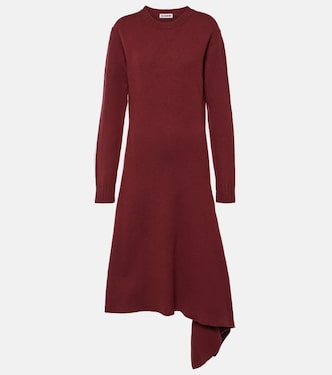 Vestido midi de lana asimétrico  | Jil Sander
