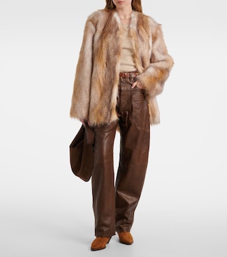 Weite High-Rise-Hose Breydi aus Leder | Isabel Marant