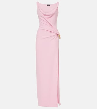 Draped silk cady gown  | Versace