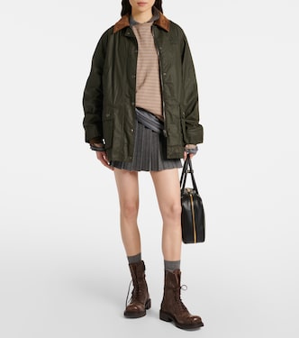Corduroy-trimmed poplin jacket | Miu Miu