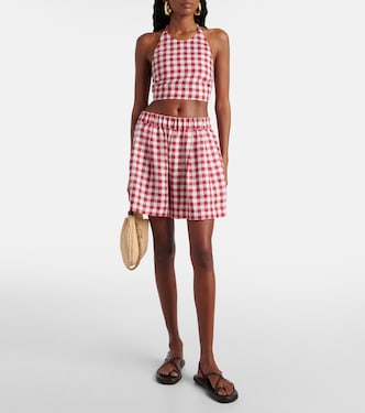 Marseille gingham linen crop top | Asceno