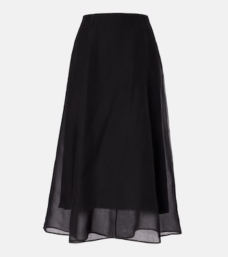 Silk organza midi skirt | Brunello Cucinelli