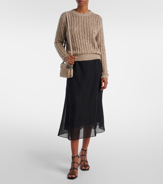 Silk organza midi skirt | Brunello Cucinelli