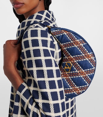 Quiltie 67 embroidered denim shoulder bag | Valentino Garavani