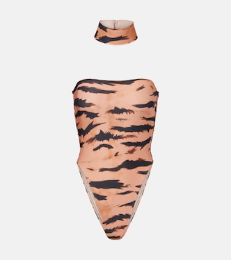 x Sabine Getty printed strapless swimsuit | Adriana Degreas
