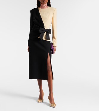 Silk-trimmed virgin wool midi dress | Valentino