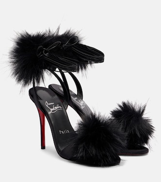 Patapompom 100 crêpe satin sandals | Christian Louboutin