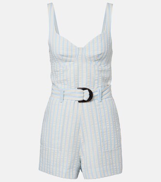 Striped cotton-blend seersucker romper | Simkhai