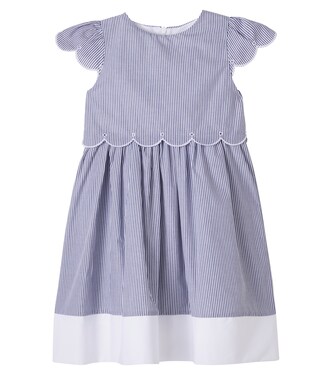 Scalloped striped cotton dress | Patachou