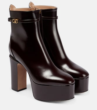 Tan-Go leather platform ankle boots | Valentino Garavani