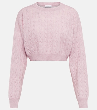 Jersey de alpaca y algodón cropped | Brunello Cucinelli