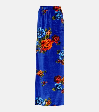 Jupe longue à taille haute en velours à fleurs | Vetements