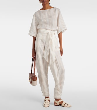 Pantalon tapered Gustel rayé en lin | Loro Piana